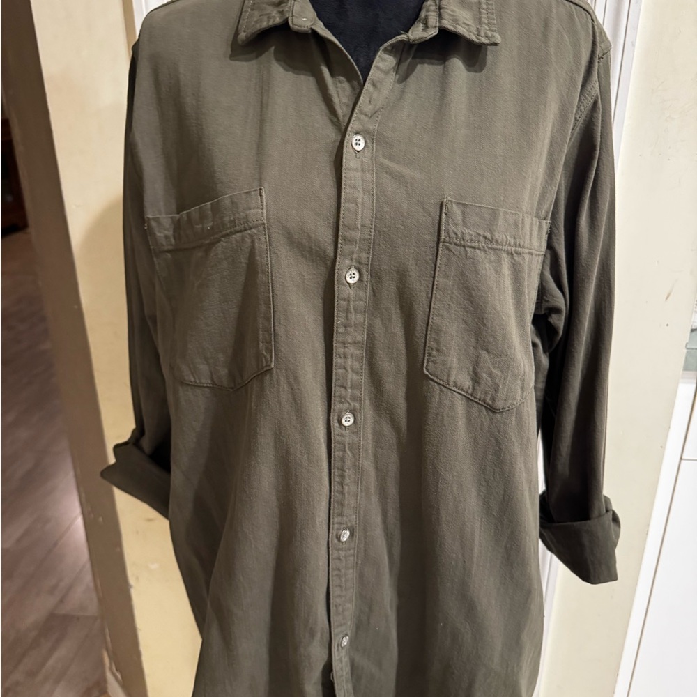 Frank & Eileen Olive Button-Up Shirt Dress